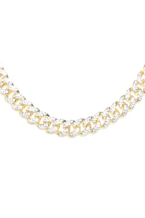 18″ All Ice Cuban Chain Necklace - Gold