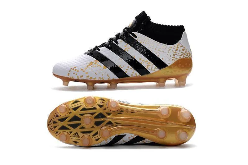 Adidas ACE 16.1 Primeknit FG/AG Soccer Shoes White Black Gold Metallic