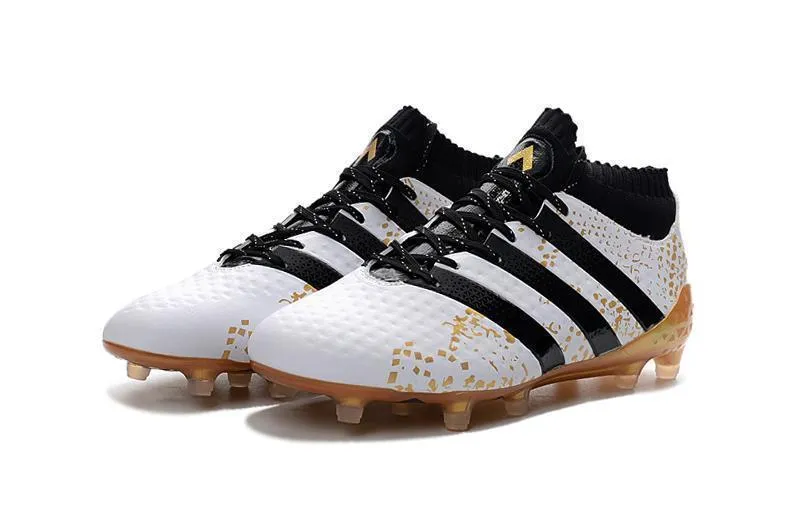 Adidas ACE 16.1 Primeknit FG/AG Soccer Shoes White Black Gold Metallic