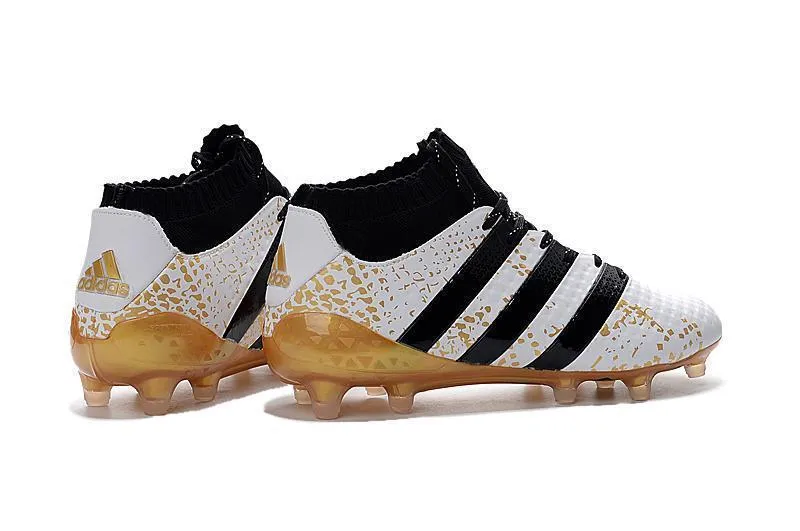Adidas ACE 16.1 Primeknit FG/AG Soccer Shoes White Black Gold Metallic