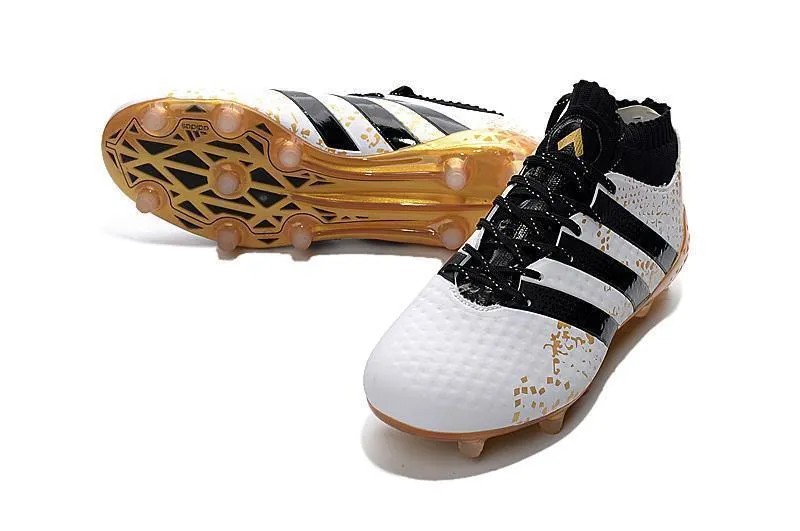 Adidas ACE 16.1 Primeknit FG/AG Soccer Shoes White Black Gold Metallic
