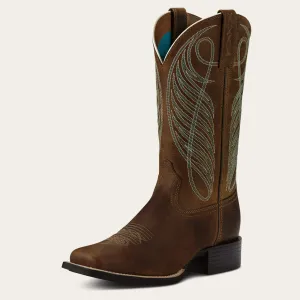 Ariat Ladies Powder Brown Round Up Broad Square Toe Western Boots