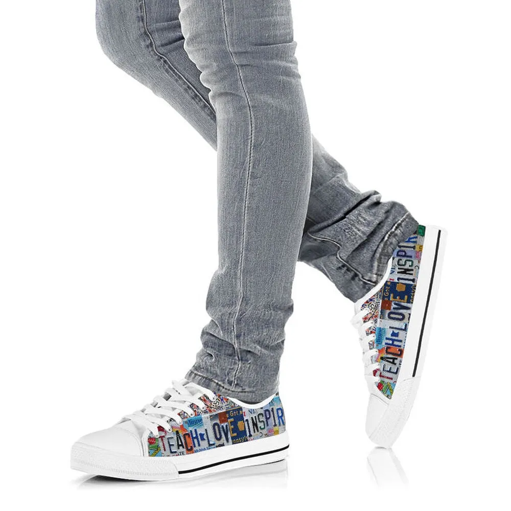 Fourth Grade Teacher License Plates Low Top Shoes, Teacher Shoes, Low Top Sneakers