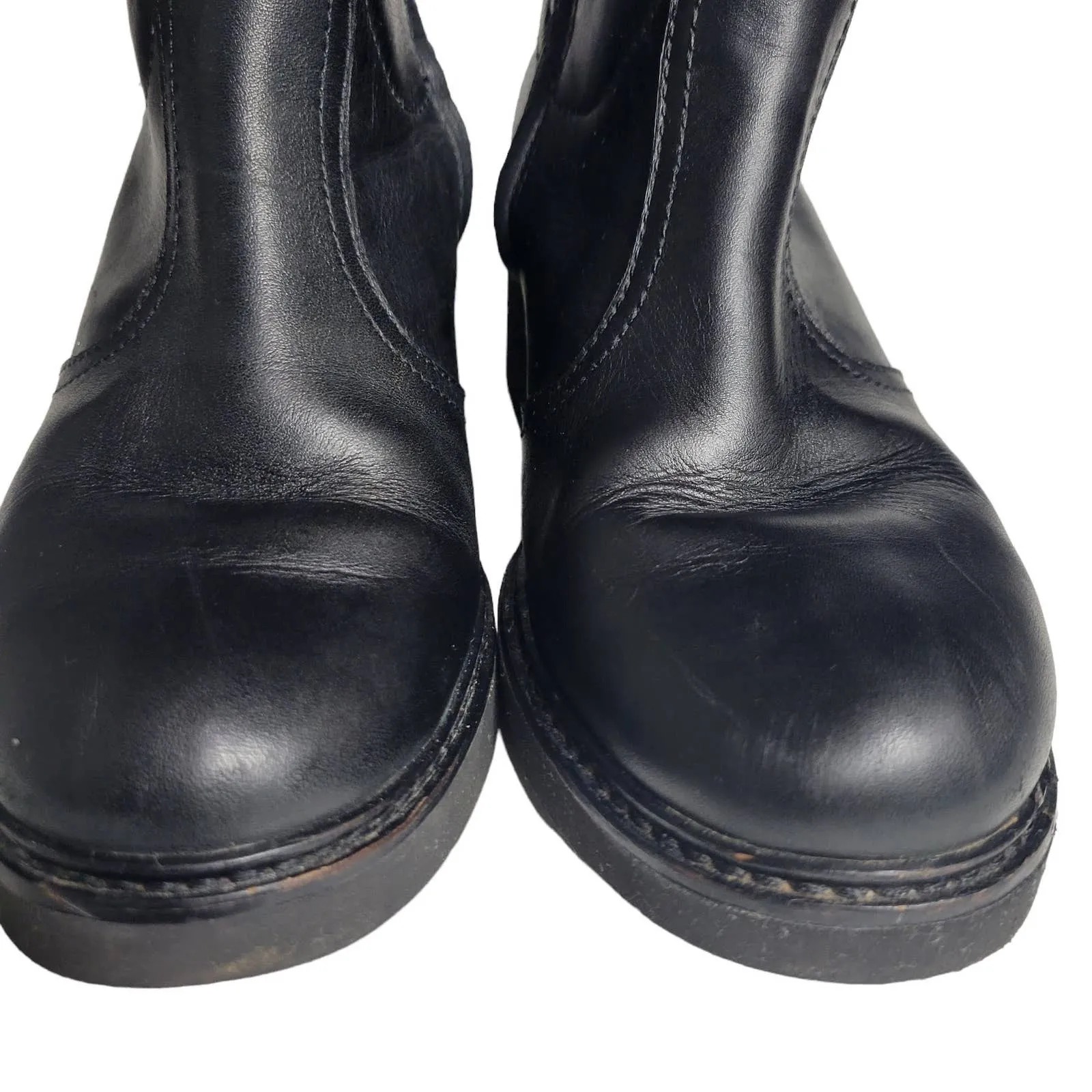 Geox Combat Boots Black Platform Chunky Leather Puffer Round Toe Ankle Bootie Size 8