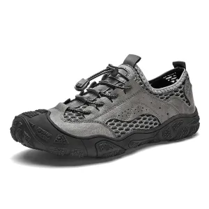Men's Casual Shoes Genuine Leather Outdoor Men's Shoes Breathable Mesh Sneakers Non-slip Comfortable Hiking Shoes Size 38-46