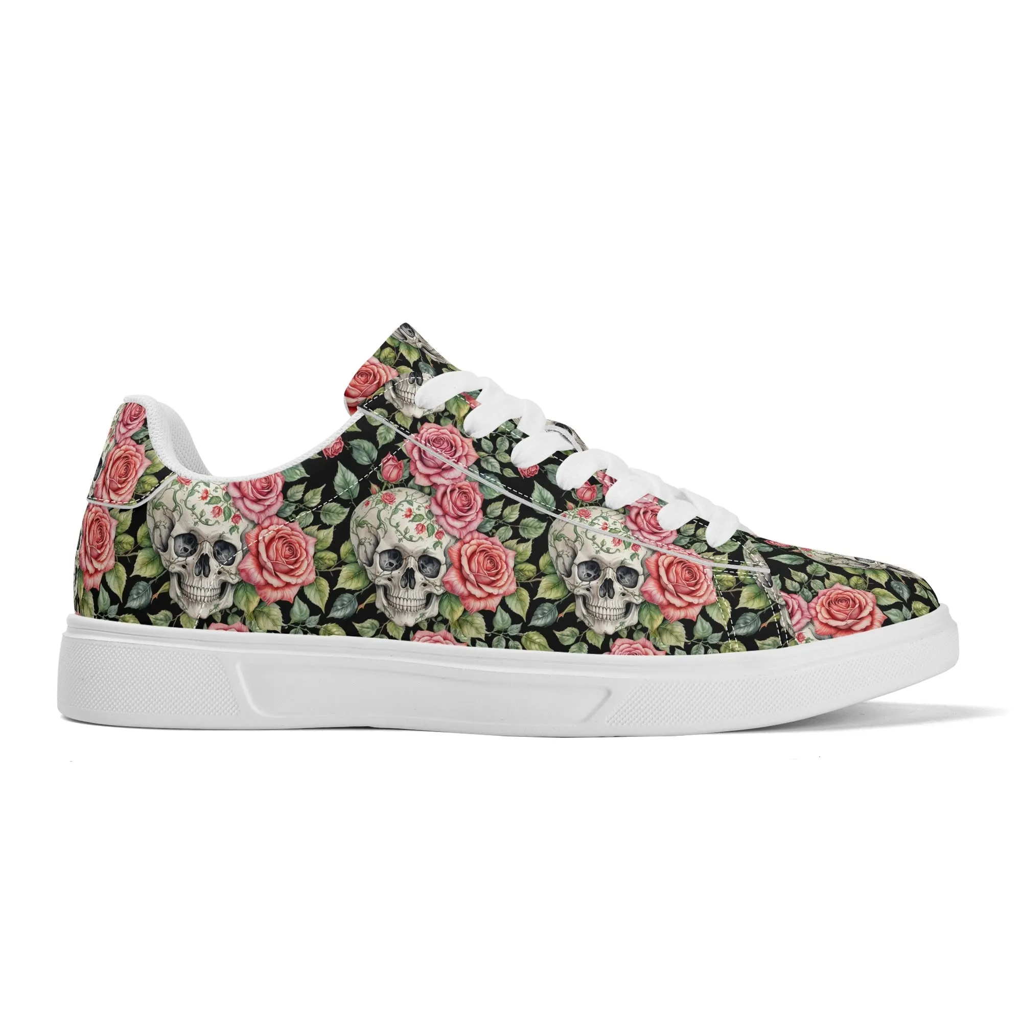 Pink Skulls Adult Lightweight Brand Low Top Leather Shoes