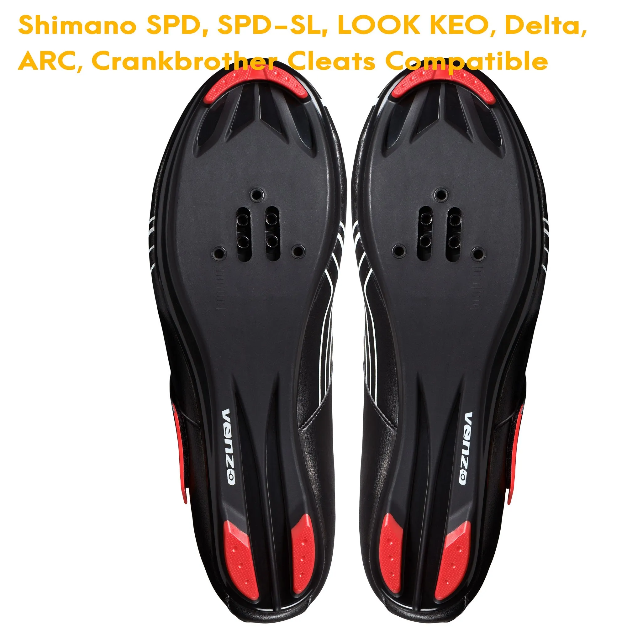 Venzo Bike Bicycle Road Cycling Triathlon Shoes with Clipless Pedals and Cleats - Look ARC Delta Compatible - Size 46
