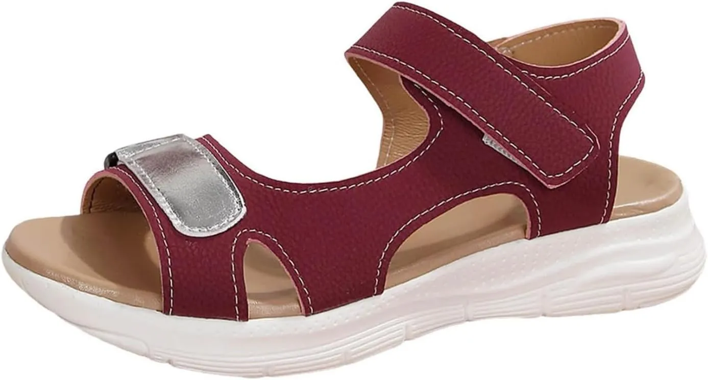 ZWRXW Orthopedic Sandal for Women Soft Cushion Foam Comfortable Arch Support Walking Sandals Adjustable Strap Platform Wedge Sandals Summer Shoes for Athletic Travel